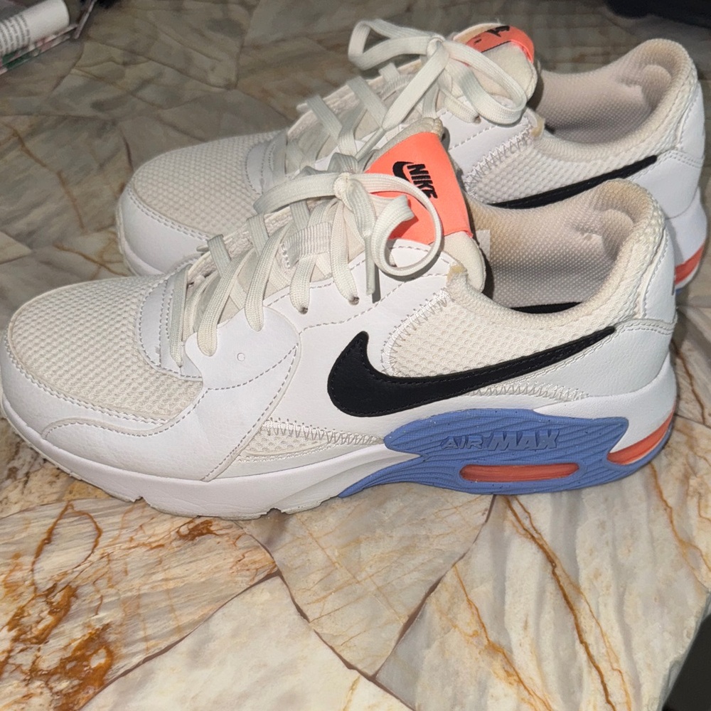 Nike Air Max White Sneakers with Black, Blue, and Orange Details - Picture 2 of 5